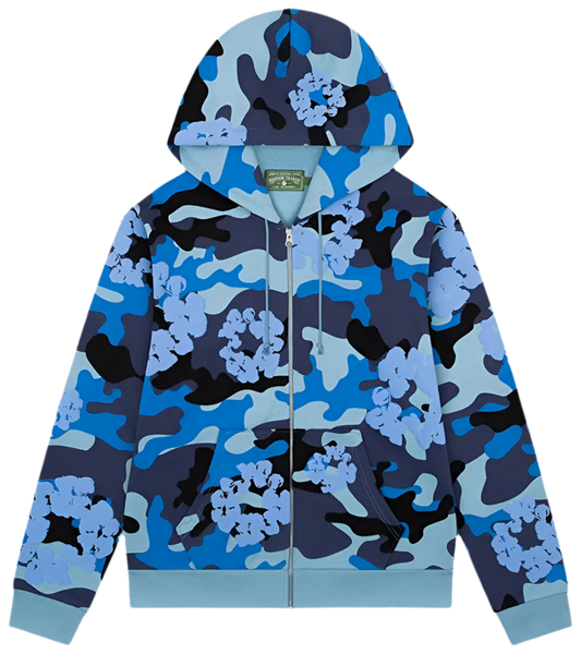 Denim Tears The Wreath Zip Hoodie 'Blue Camo'