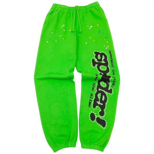 Sp5der Punk V2 Rhinestone Sweatpant 'Bright Green'
