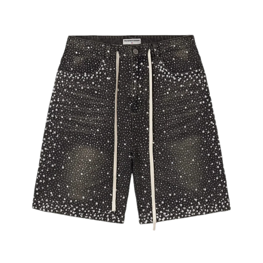 Vale Forever Rain Storm Rhinestone Jean Shorts Black