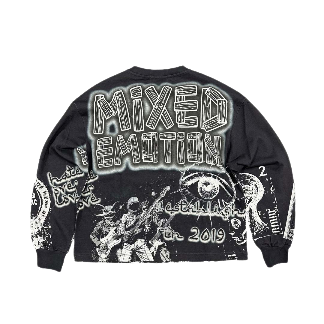 Mixed Emotions Astro Long Sleeve Black Tee