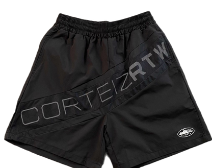 Corteiz Mesh Shorts Diagonal Logo Black