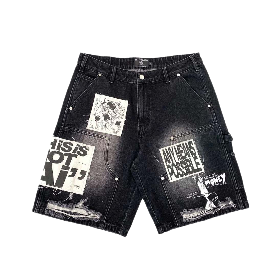 Mixed Emotions Denim Shorts Black