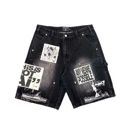 Mixed Emotions Denim Shorts Black
