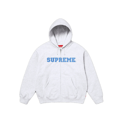 Supreme Collegiate Appliqué Zip Up Hoodie Ash Grey 25FW