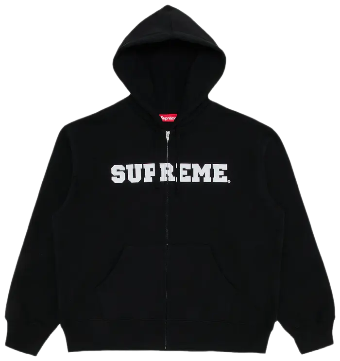 Supreme Collegiate Appliqué Zip Up Hooded Sweatshirt 'Black'