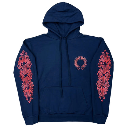 Chrome Hearts Horseshoe Floral Hoodie 'Navy/Red'