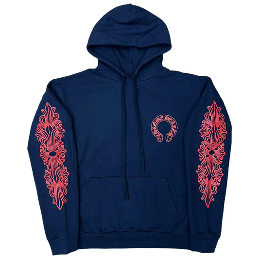 Chrome Hearts Horseshoe Floral Hoodie 'Navy/Red'